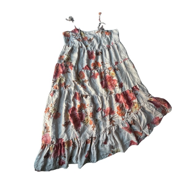 Unsubscribed Heathered Rose Washable Silk Asymmetrical Maxi Dress Size 10 - Picture 1 of 7